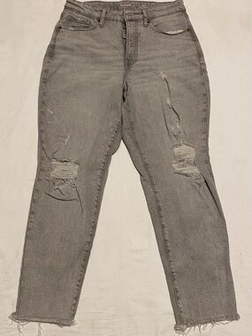 Old Navy Straight-Leg Distressed button-fly Gray Jeans